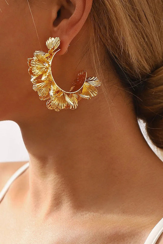 Olivia | Women's C-Shaped Floral Design Earrings