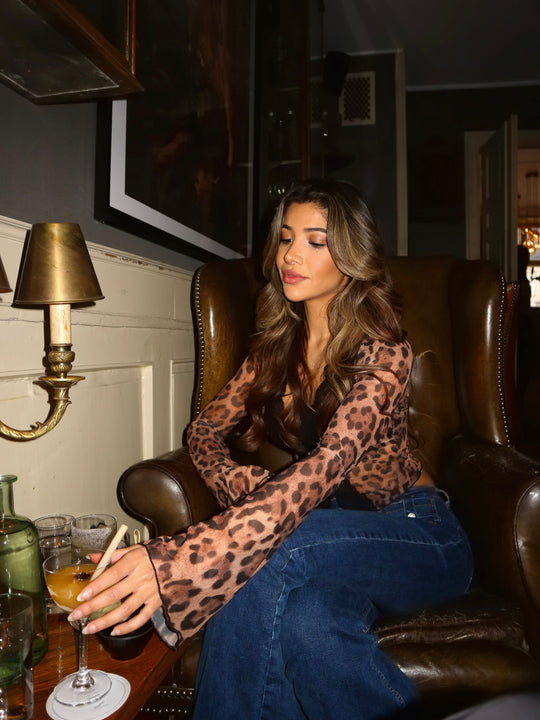 Valerie | Women's Longsleeve Leopard Mesh Top