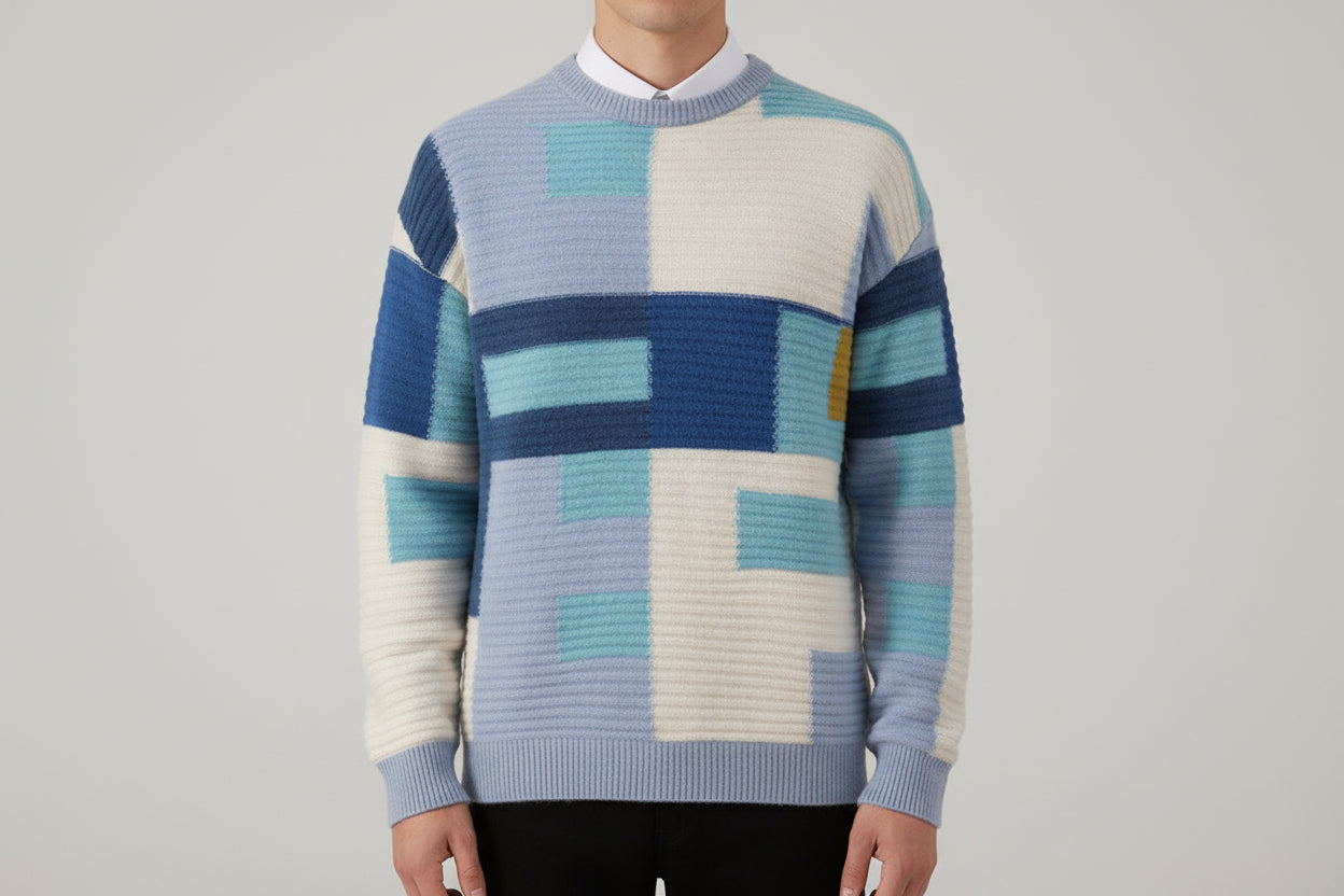 Men’s Cashmere-Style Loose Fit Round Neck Pullover Sweater Thick Knit