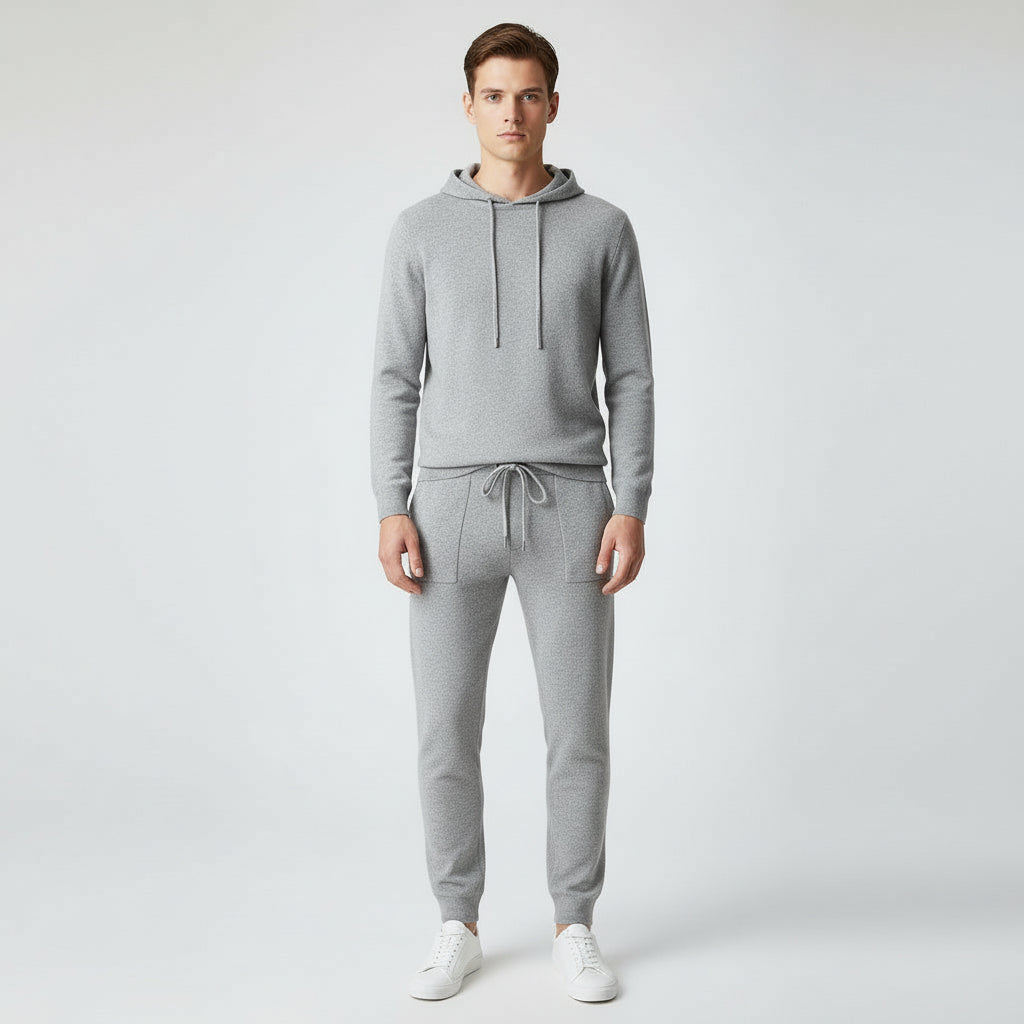 Men’s Cashmere Hoodie and Jogger Set – Two-Piece Loungewear