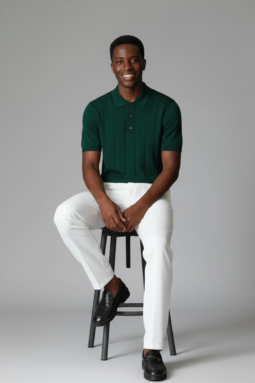 Men’s Elegant Solid Color High Waist Full-Length Pants