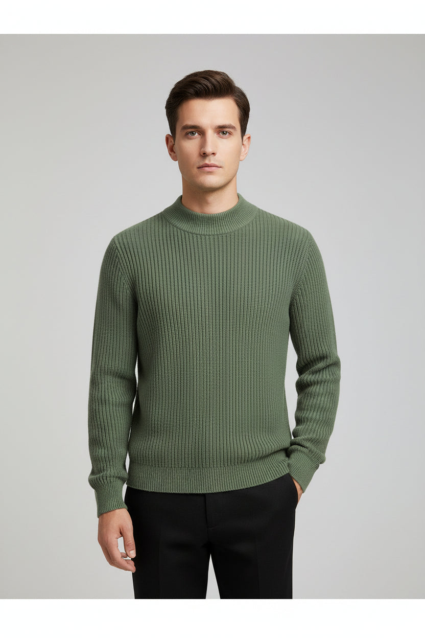 Men’s Half Turtleneck Pullover Cotton Long Sleeve Sweater