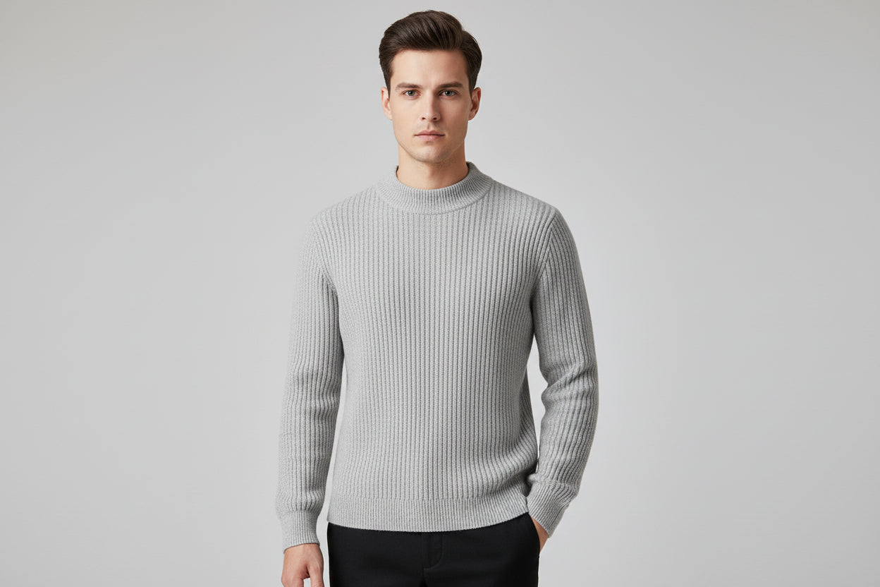Men’s Half Turtleneck Pullover Cotton Long Sleeve Sweater