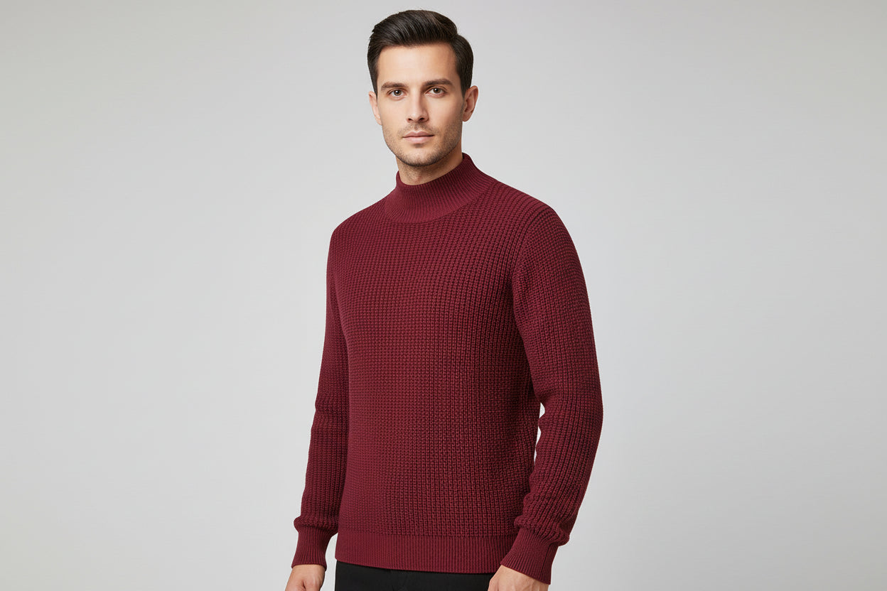 Men’s Half Turtleneck Pullover Cotton Long Sleeve Sweater