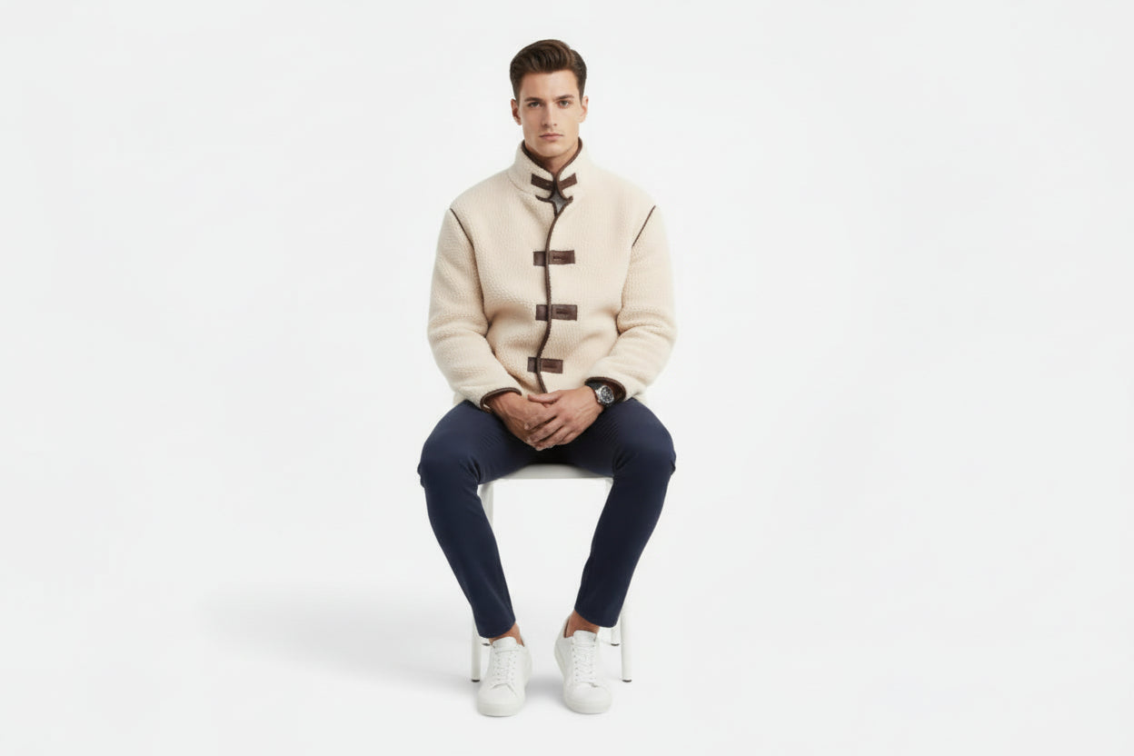 Men’s Inlaid Fleece Loose-Fit Short Coat