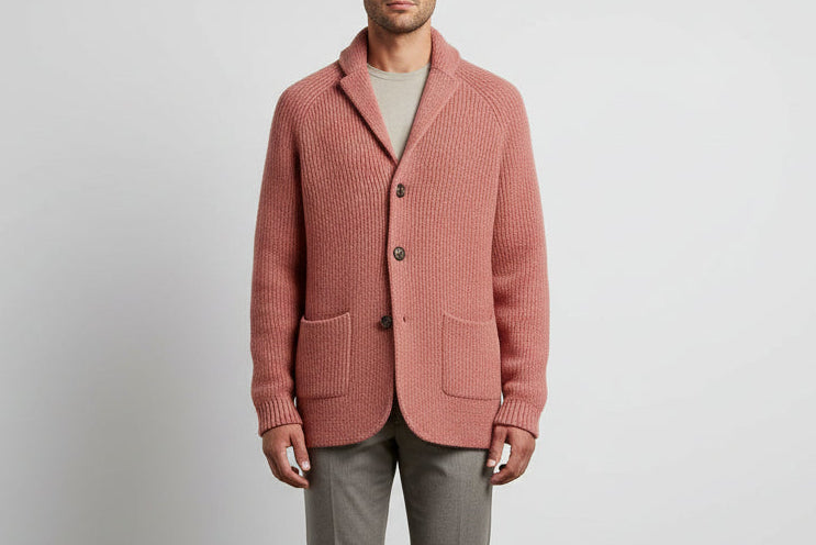 Men’s Knitted Cardigan Jacket Loose Fit Button Front Long Sleeve Sweater