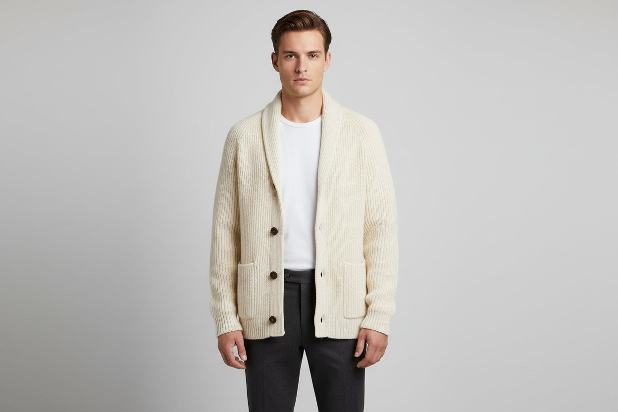 Men’s Knitted Cardigan Jacket Loose Fit Button Front Long Sleeve Sweater