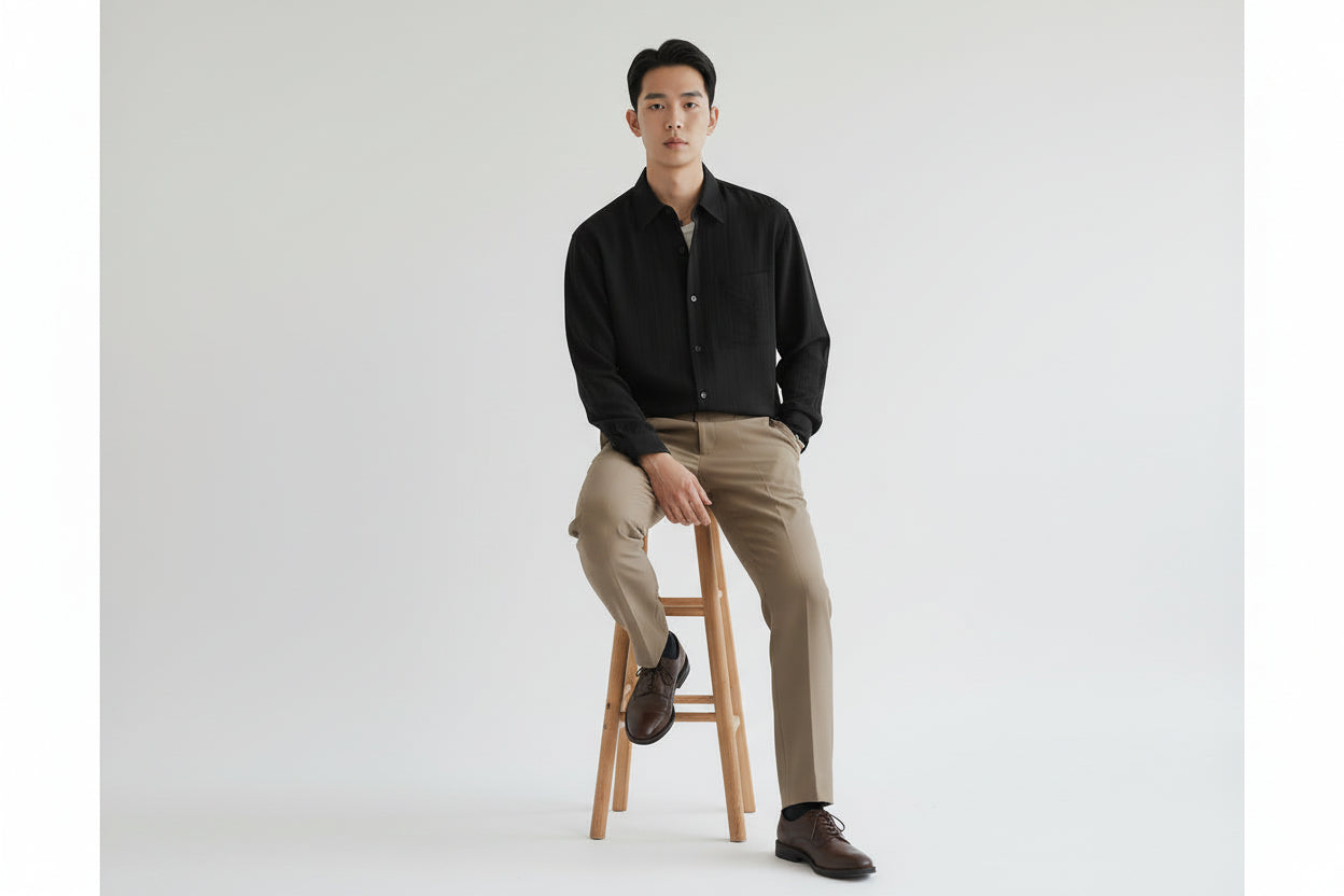 Men’s Lightweight Linen Long Sleeve Shirt Loose Fit Breathable Casual Top