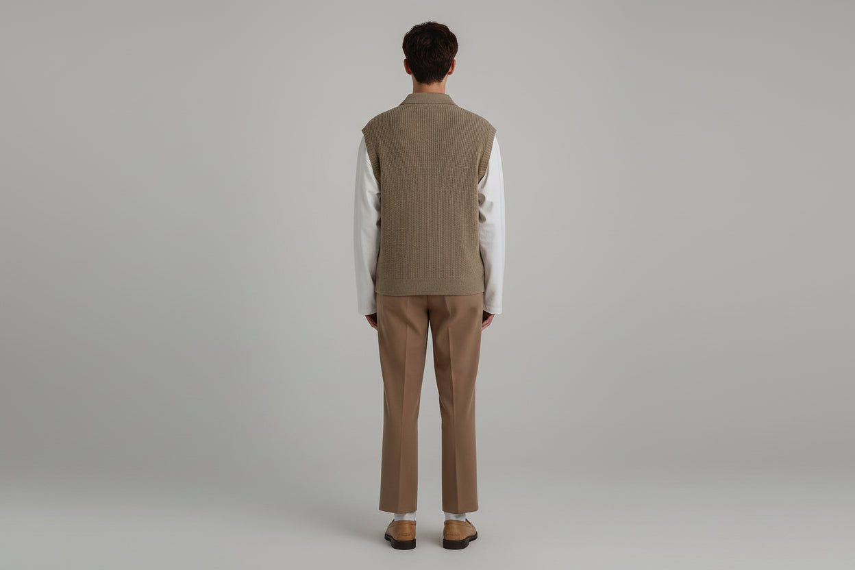 Men’s Loose Fit Sleeveless V-Neck Knitted Sweater Vest