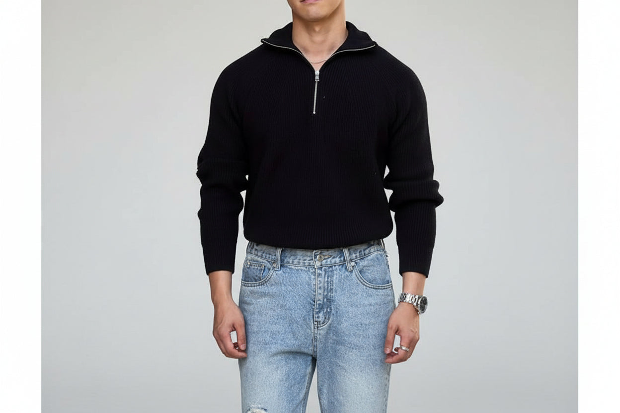 Men’s  Loose Fit Thick Knit Pullover Sweater