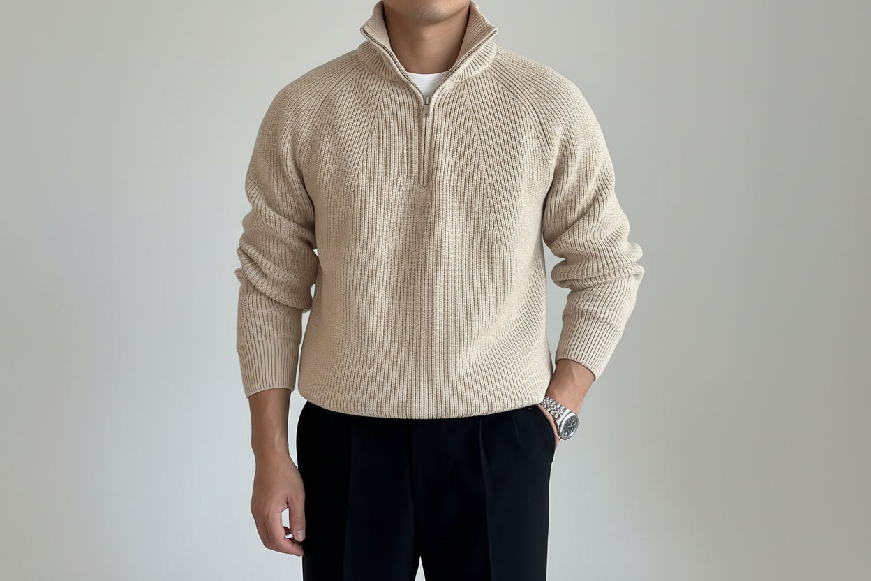 Men’s  Loose Fit Thick Knit Pullover Sweater
