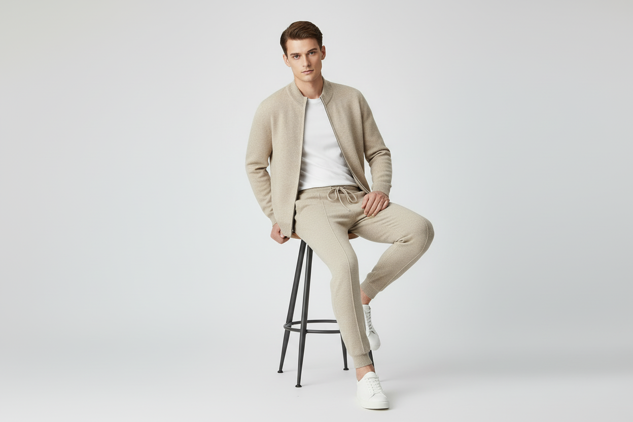 Men’s Merino Zip Cardigan and Drawstring Trousers