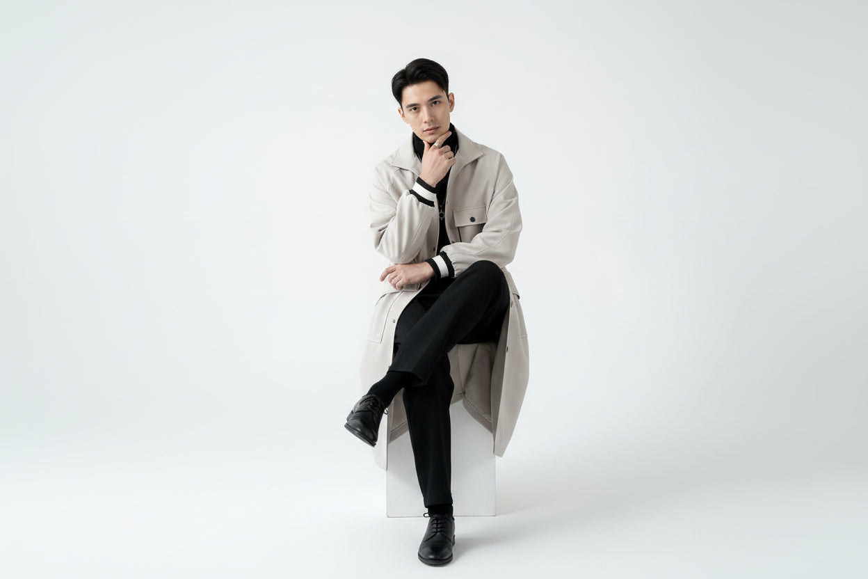 Men's Mid-length  Loose-Fit Temperament Overknee Overcoat