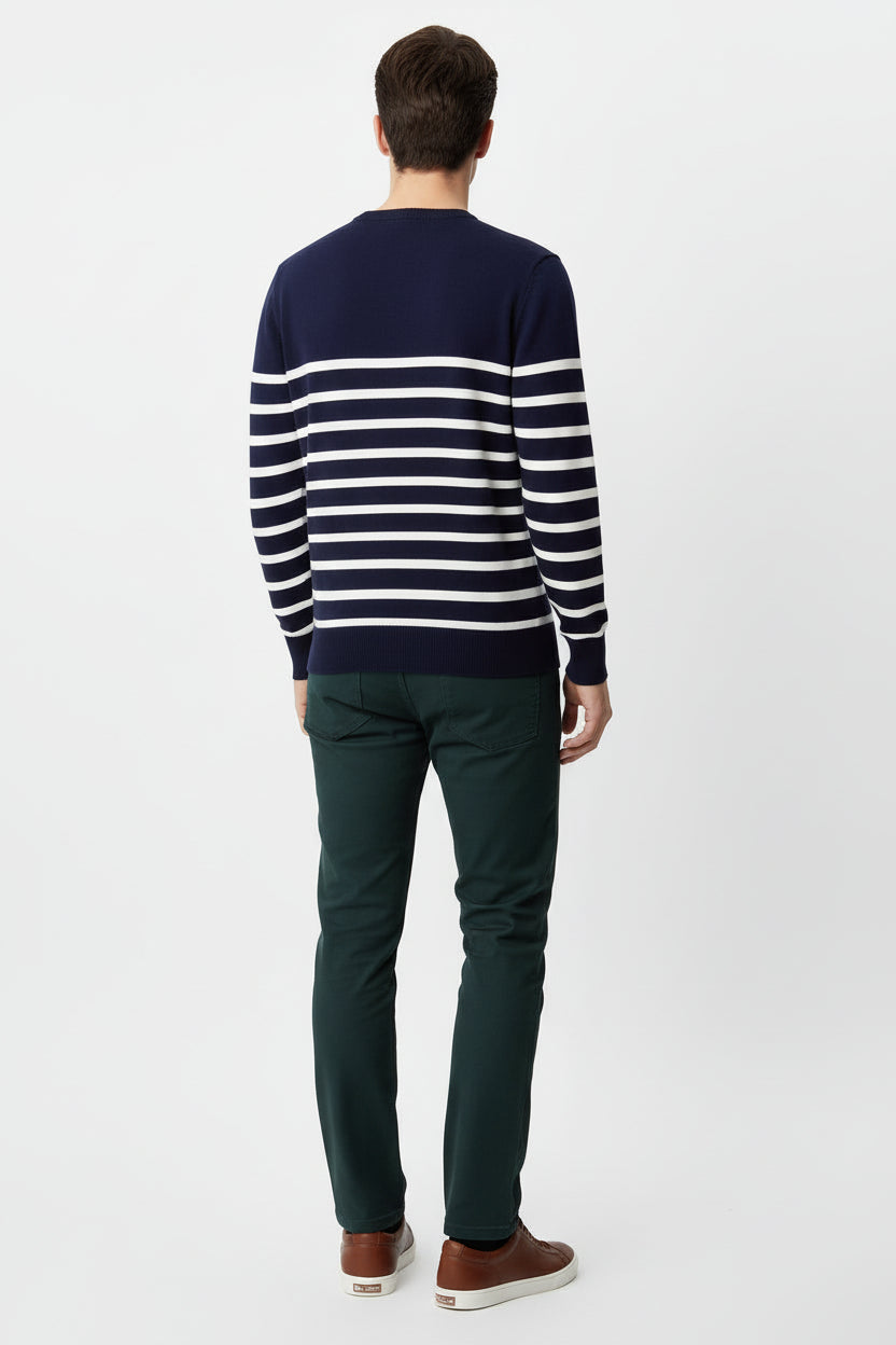Men’s Round Neck Striped Knitted Sweater
