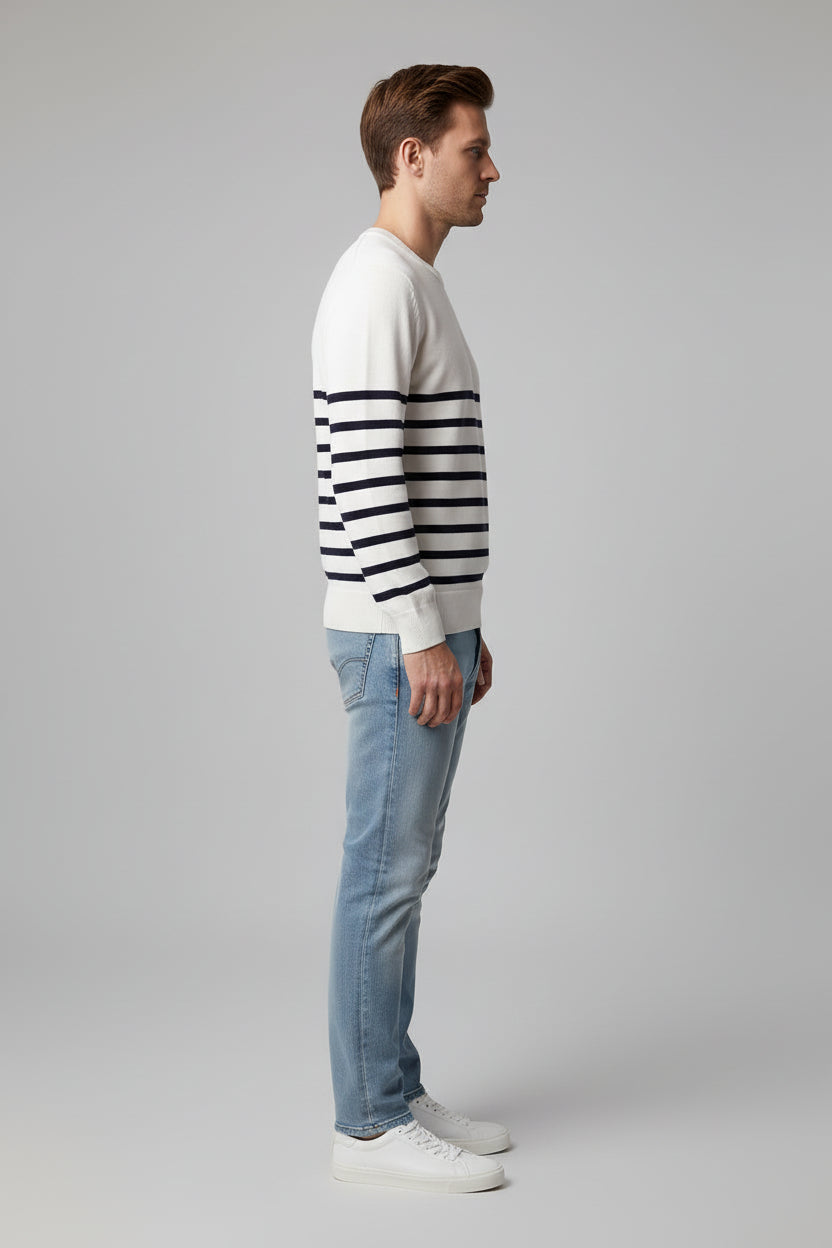 Men’s Round Neck Striped Knitted Sweater
