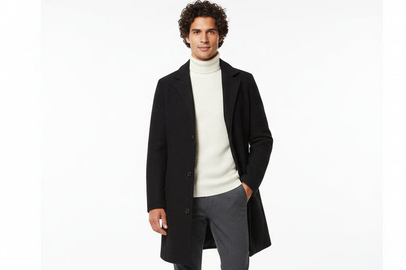 Men’s Slim-Fit Mid-Length Woolen Trench Coat