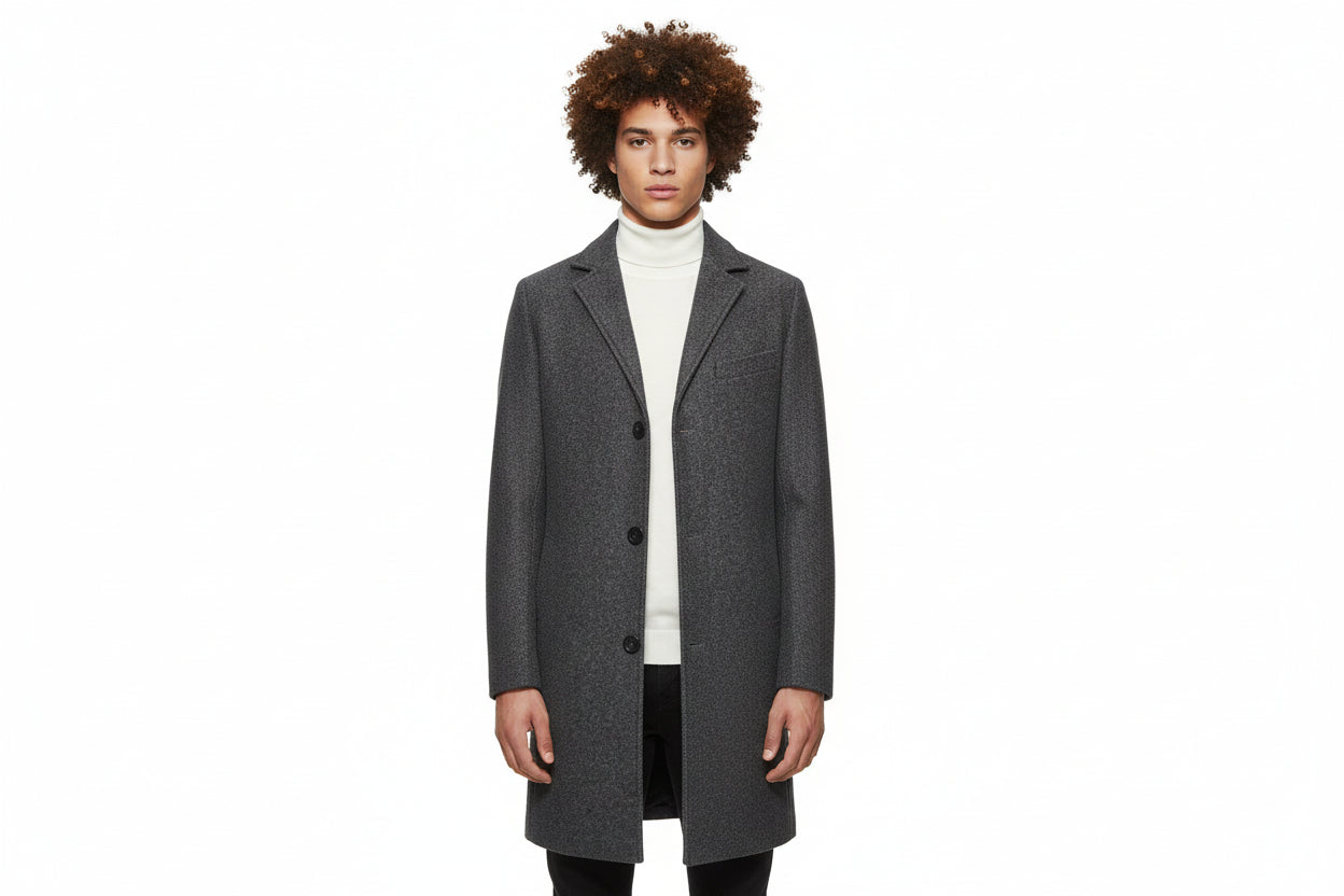 Men’s Slim-Fit Mid-Length Woolen Trench Coat