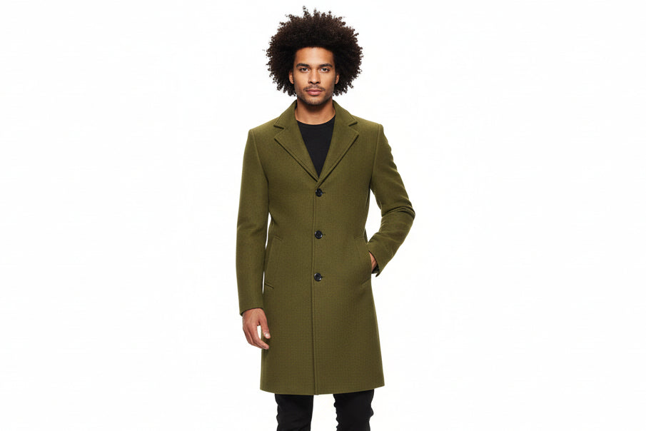 Men’s Slim-Fit Mid-Length Woolen Trench Coat
