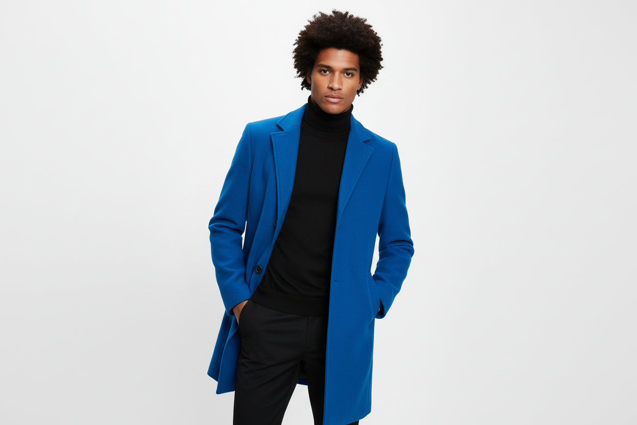 Men’s Slim-Fit Mid-Length Woolen Trench Coat