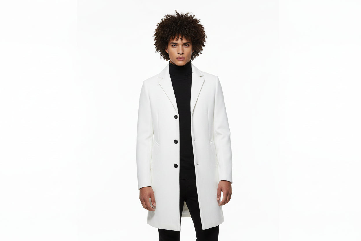 Men’s Slim-Fit Mid-Length Woolen Trench Coat