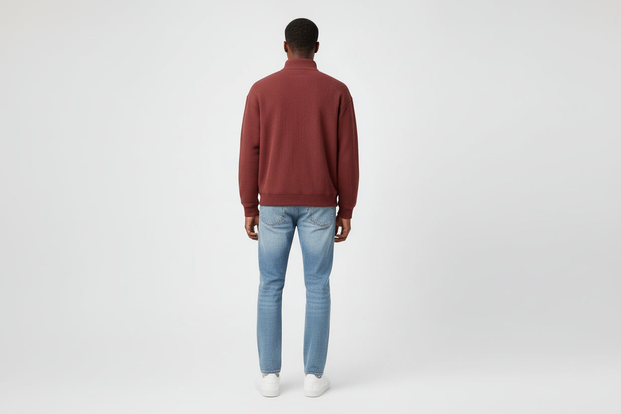 Men’s Solid Color Turtleneck Long Sleeve Casual Polo Sweatshirt