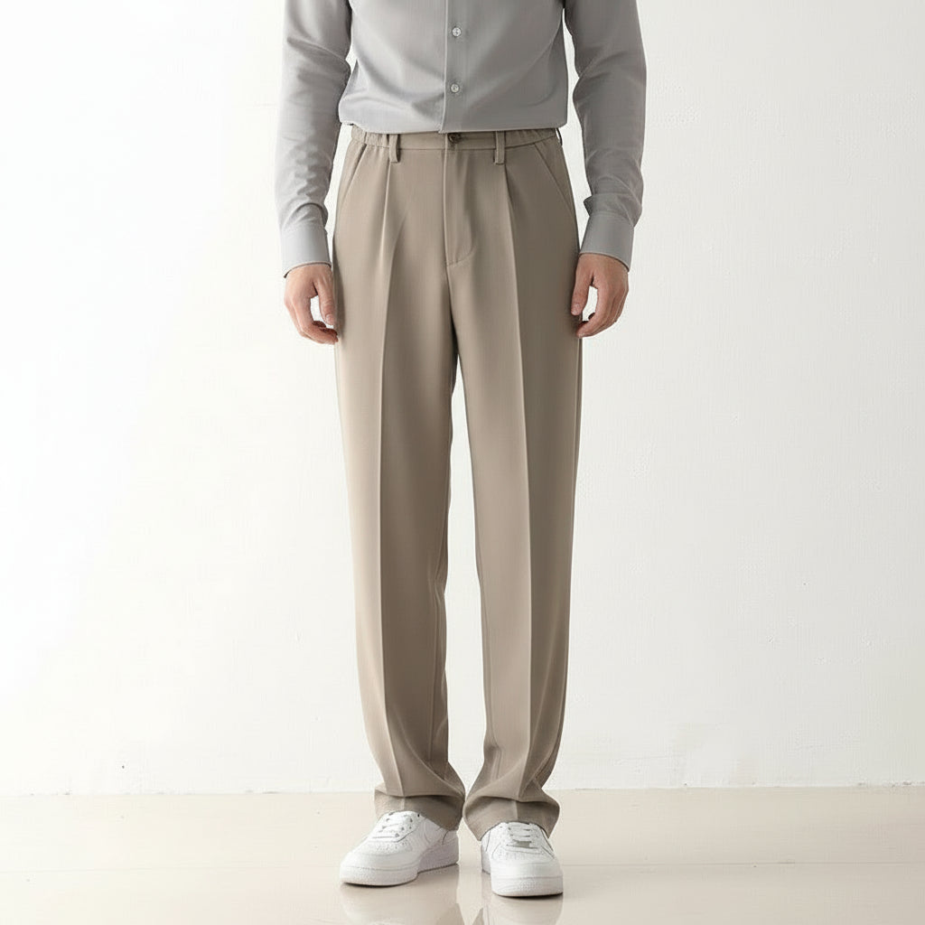 Men’s Straight Casual Loose-Fit Pants Trousers