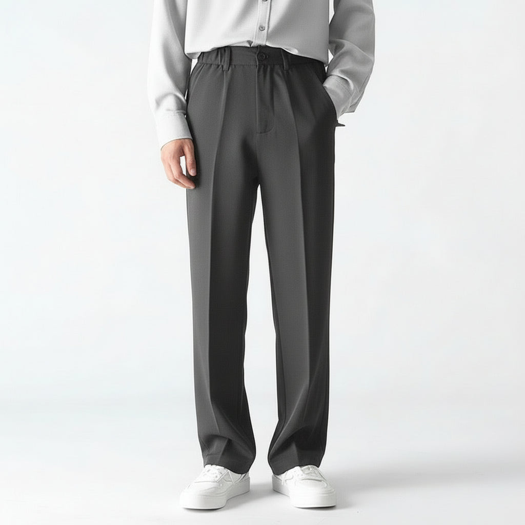 Men’s Straight Casual Loose-Fit Pants Trousers