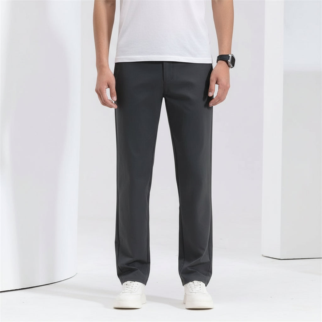 Men’s Straight Mid-Waist Lightweight Loose Casual Trousers