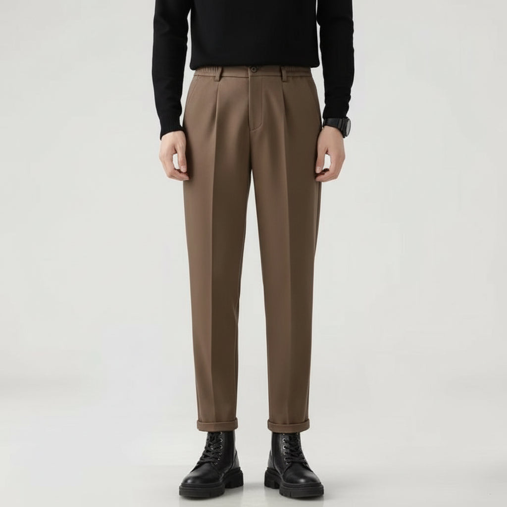 Men’s Straight  Woolen-Blend Cropped Trousers