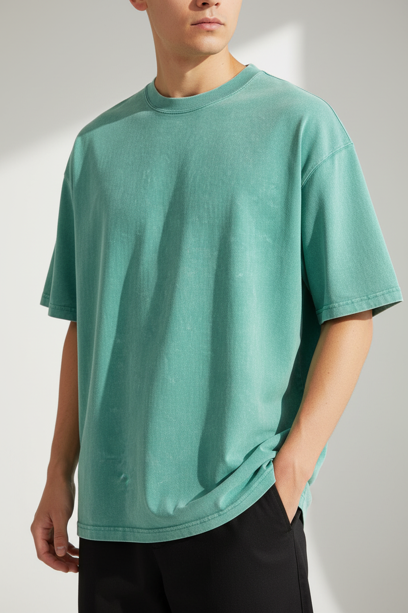 Men's Washed Cotton Short Sleeve T-Shirt Loose Fit Distressed Casual Top