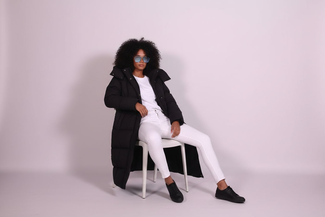 Petite Women’s Thick Mid-Length A-Line Winter Coat with Pockets