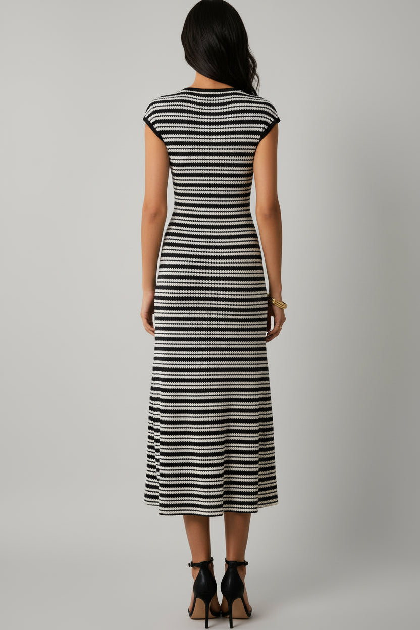 Striped Sleeveless Knitted Maxi Dress