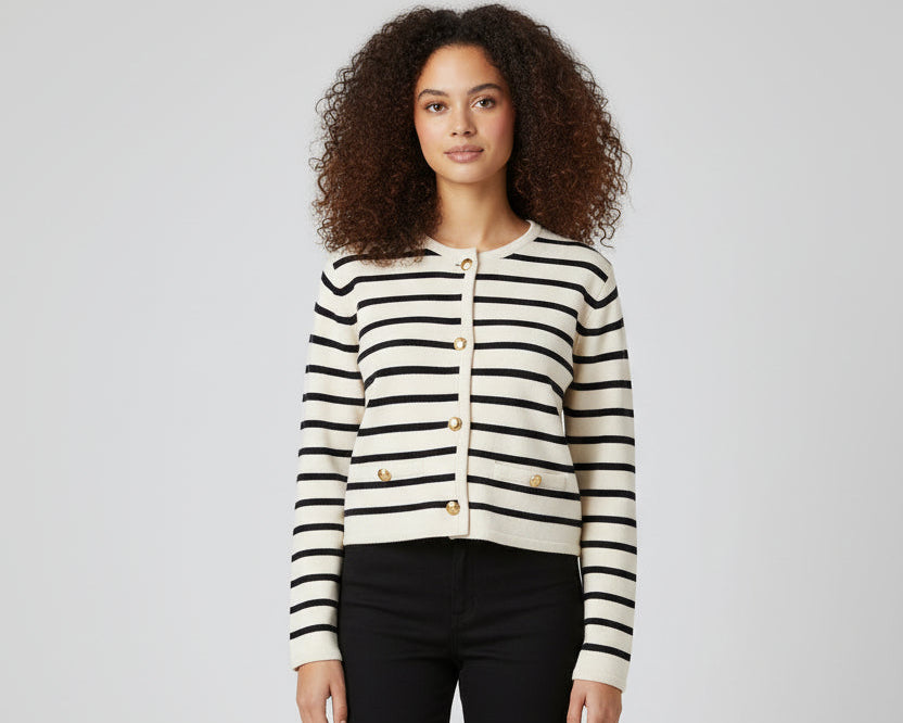 Women’s Striped Knit Cardigan Short Coat