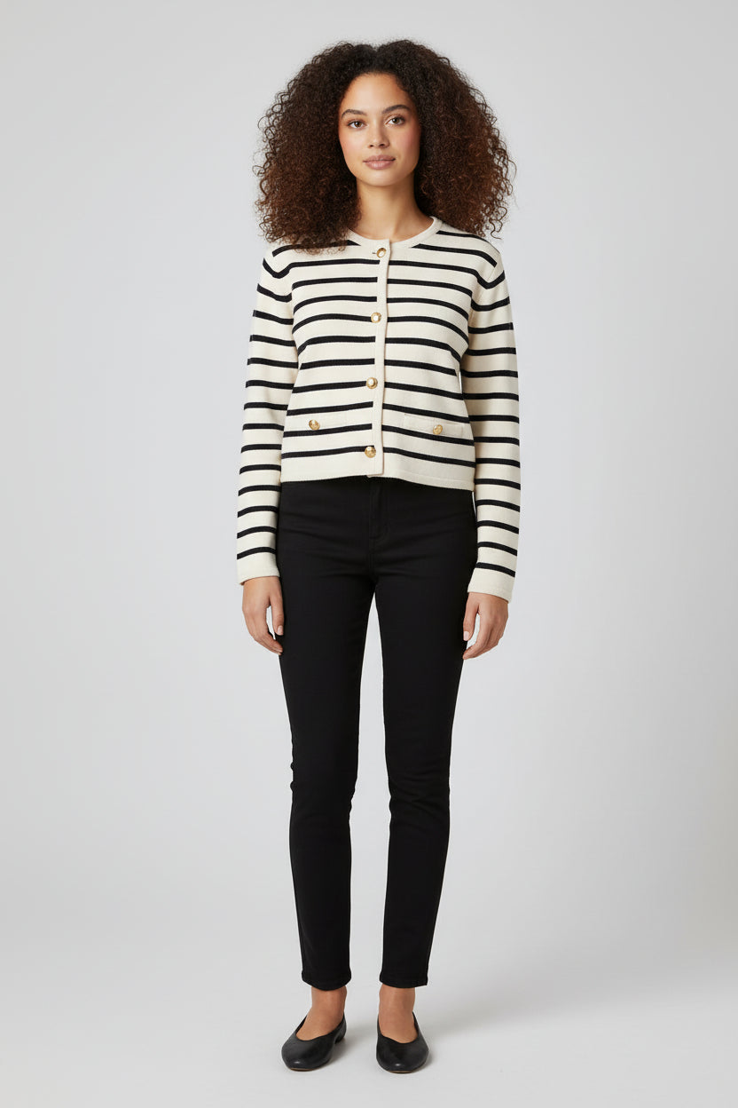 Women’s Striped Knit Cardigan Short Coat