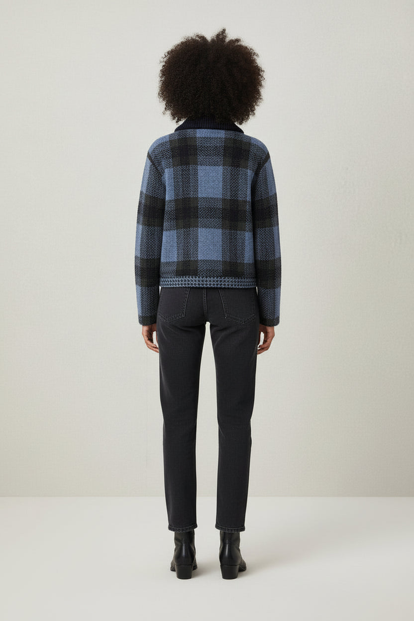 Women’s Casual Plaid Knitted Coat