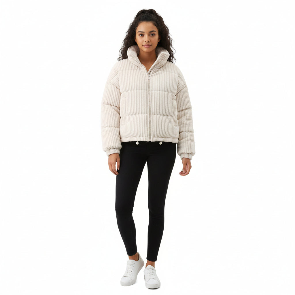 Women’s Corduroy  Short Loose Fit Puffer Jacket Coat