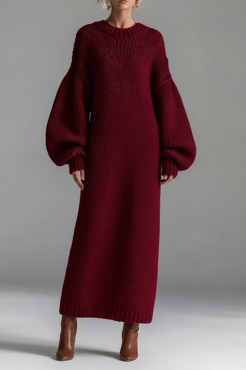 Women's Crew-Neck Loose-Fit Knit Sweater Dress