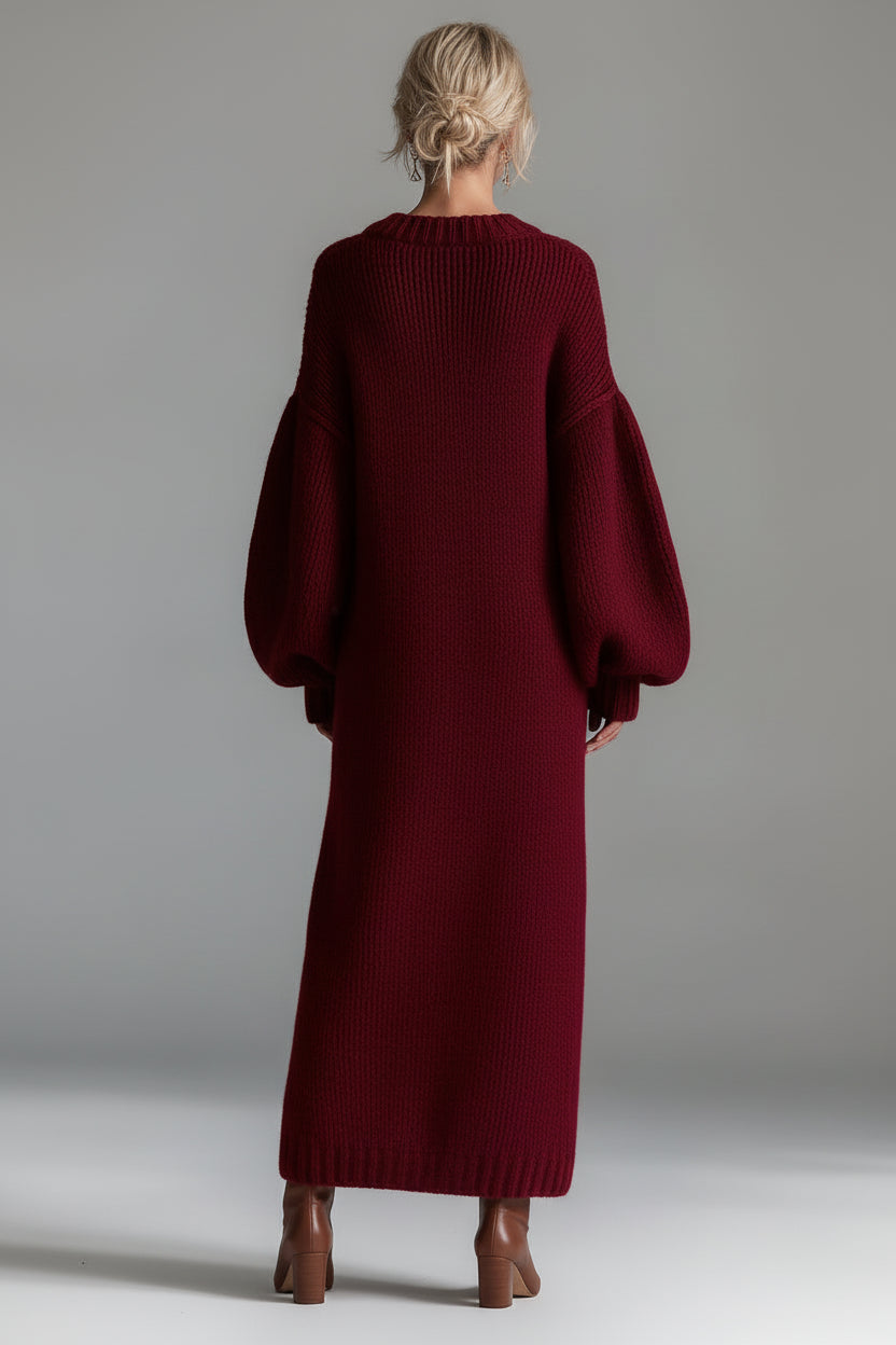 Women's Crew-Neck Loose-Fit Knit Sweater Dress