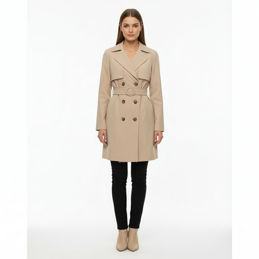 Women’s Double-Breasted Long-Sleeve Overcoat