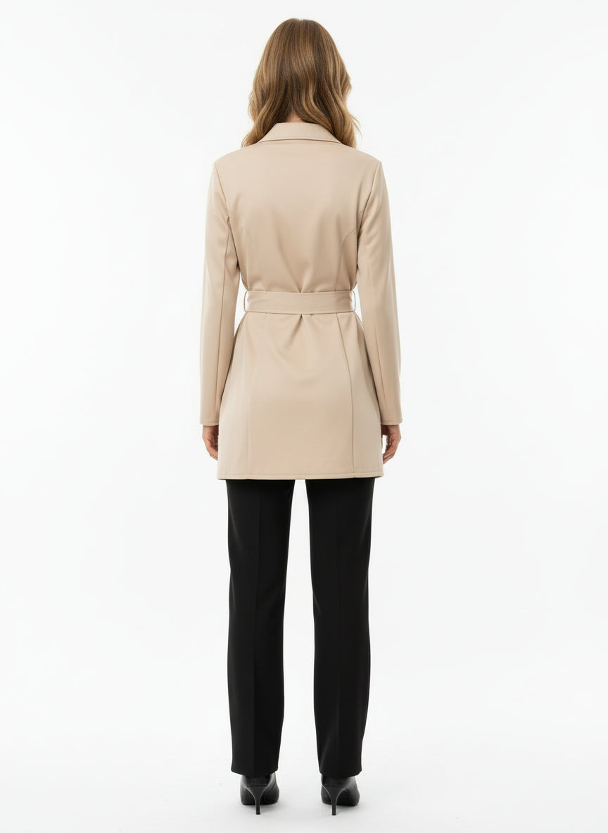 Women’s Double-Breasted Long-Sleeve Overcoat