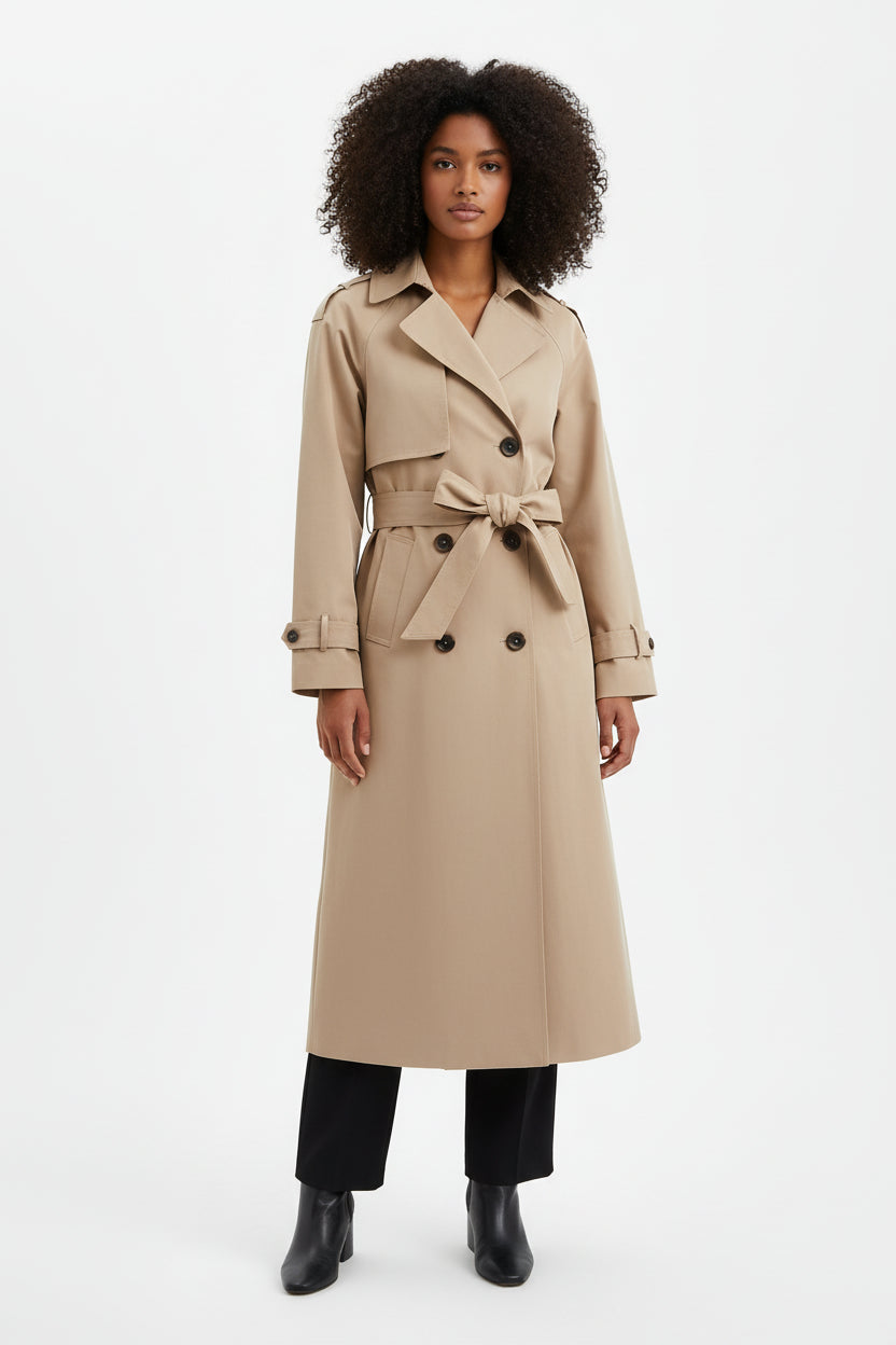 Women’s Double Breasted Mid-Length Trench Coat