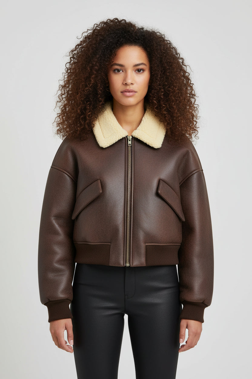 Women’s Thickened Double-Sided Lapel Pilot Jacket