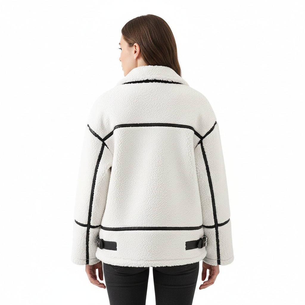 Women’s Faux Lamb-Fur Effect Patchwork Jacket