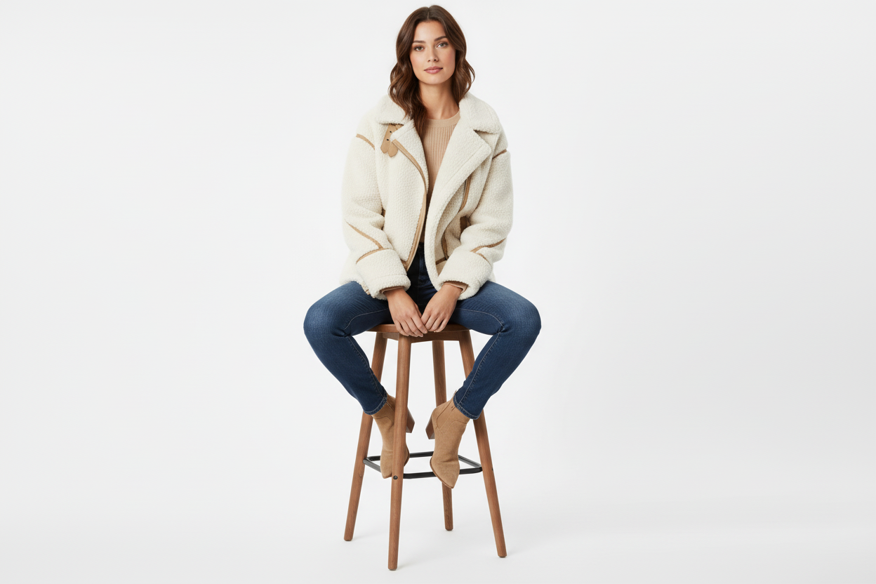 Women’s Faux Lamb-Fur Effect Patchwork Jacket