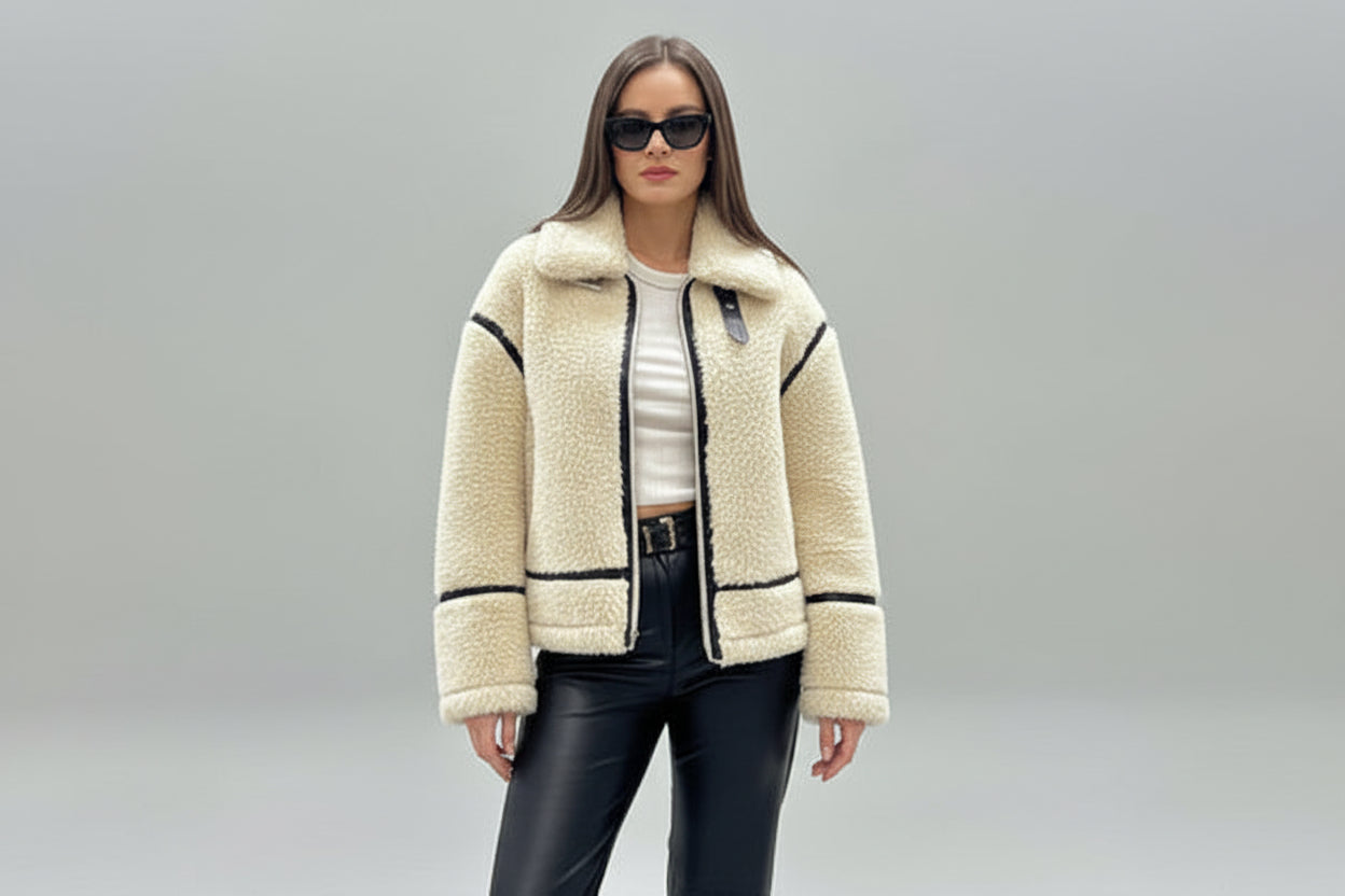 Women’s Faux Lamb-Wool Effect Jacket Coat
