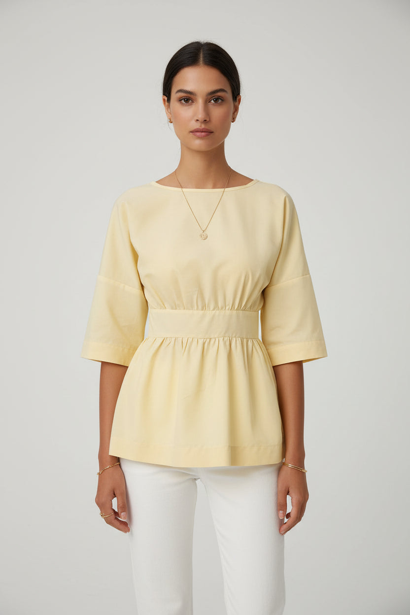 Women’s French Style Backless Lace-Up Loose Fit Shirt Top