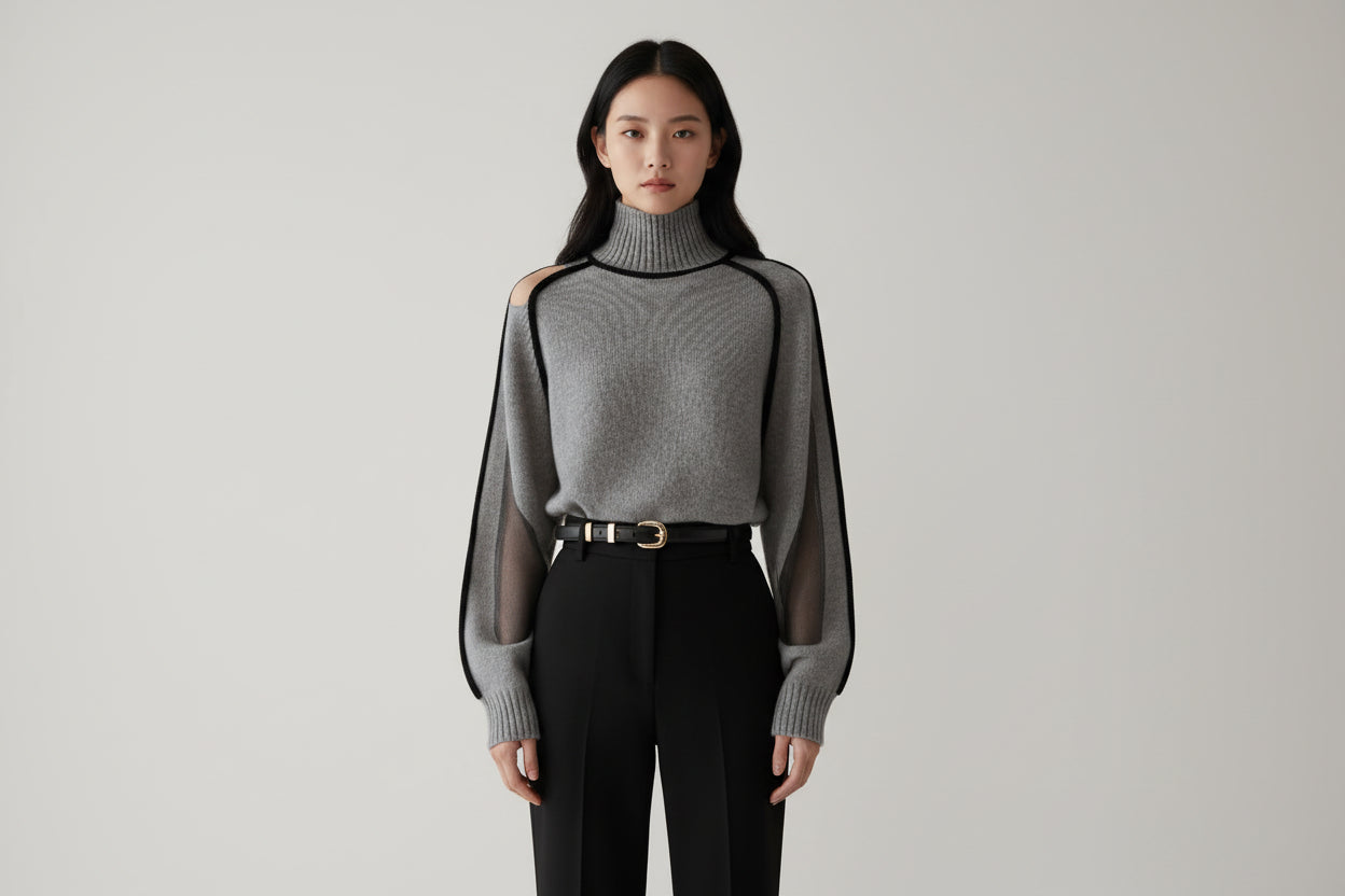 Women’s Half Turtleneck Knitted Sweater Loose Fit Long Sleeve Pullover Top