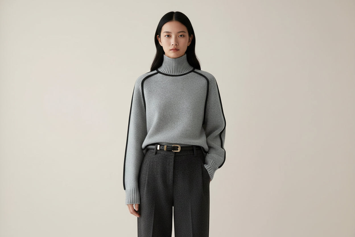 Women’s Half Turtleneck Knitted Sweater Loose Fit Long Sleeve Pullover Top