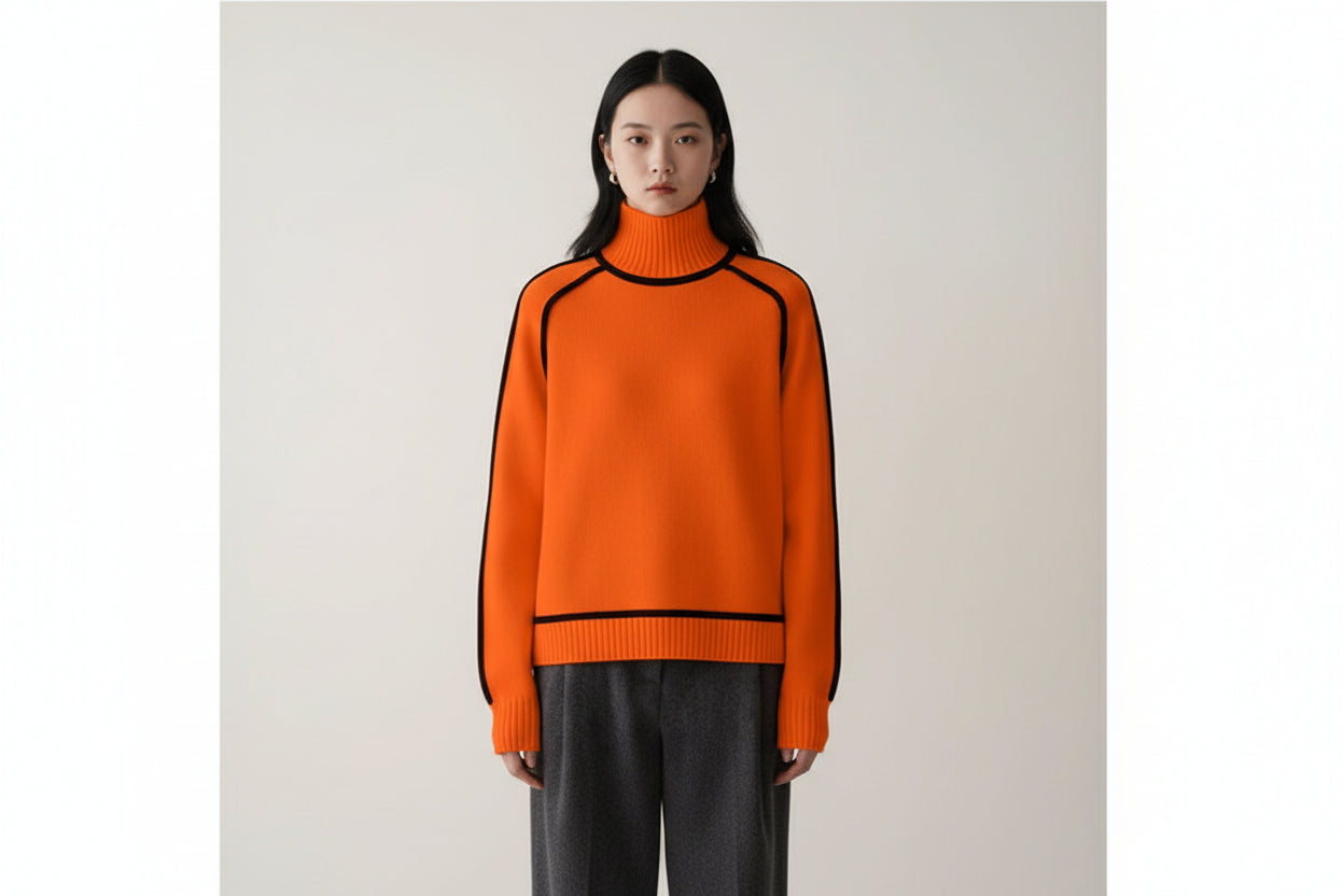 Women’s Half Turtleneck Knitted Sweater Loose Fit Long Sleeve Pullover Top