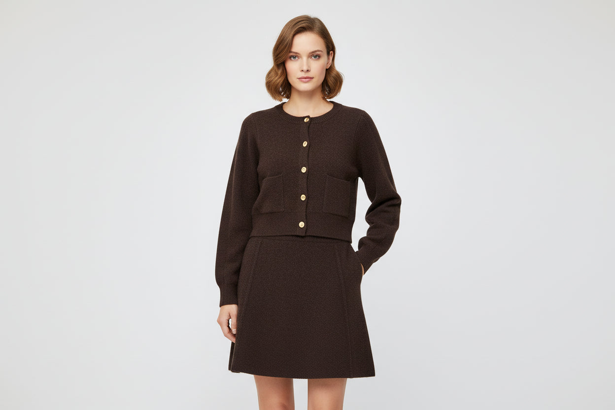 Women’s Knitted Top and High Waist Mini Skirt Set